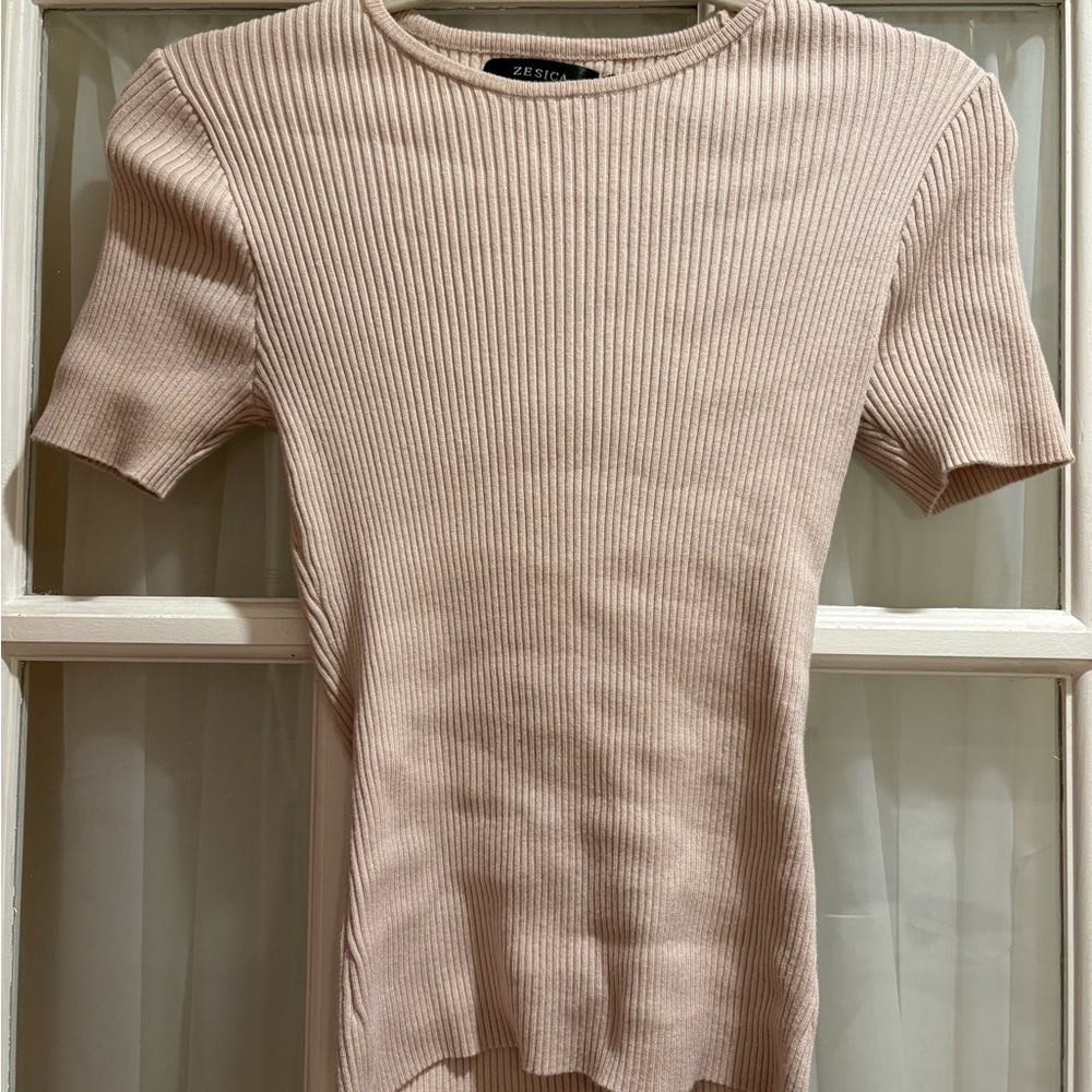 Cream Short Sleeve Tee Top